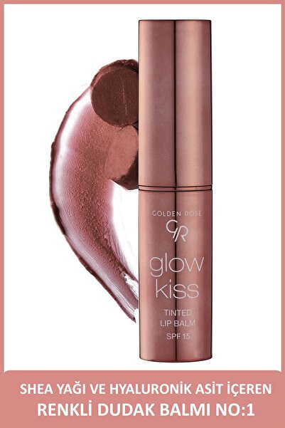 Golden Rose Glow Kiss Tinted Lip Balm SPF15 Shea & Hyaluronik Asitli Renkli Dudak Balmı 01 Vanilla Latte 3 g