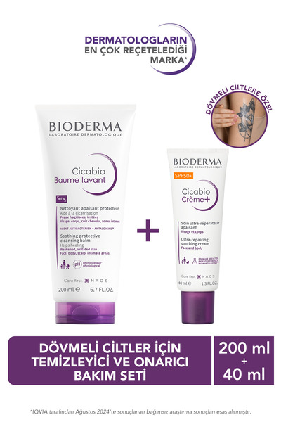 Bioderma Cicabio Dövmeli Ciltler için Temizleyici ve Onarıcı Bakım Seti