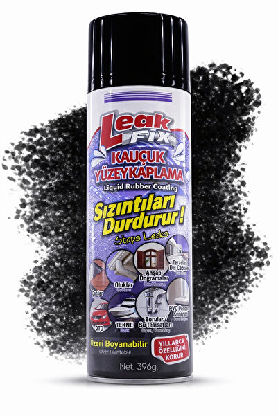 Badem10 Leak Fix (SİYAH 396 GR) Su Yalıtım Sızdırmaz Geçirmez Izolasyon Kauçuk Spreyi Kaplama Sızıntı