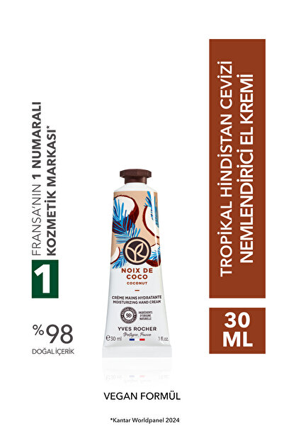 Yves Rocher El Kremi- Nemlendirici Besleyici Tropikal Hindistan Cevizi- Vegan-30ml