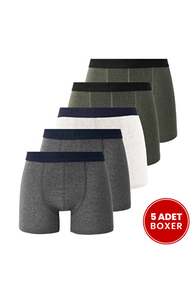 Tudors Erkek 5'li Pamuklu Likralı Esnek Kumaş Boxer