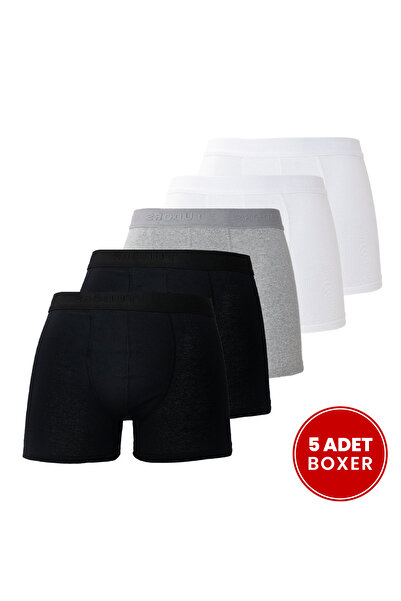 Tudors Erkek 5'li Pamuklu Likralı Esnek Kumaş Boxer