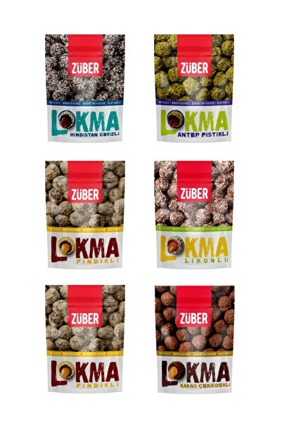 Züber Lokma Şöleni 96grx 6 Adet (Fındıklı, Antep Fıstıklı, Limonlu, Hindistan Cevizli)