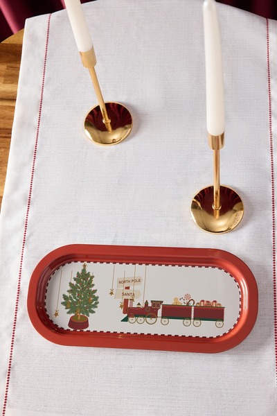 TRENDYOLMİLLA HOME صينية معدنية بتصميم السنة الجديدة مقاس 16×35 سم TPHAW26TPS00003