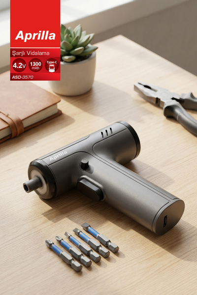 Aprilla ASD-3570 Şarjlı Vidalama | 4 Hız Ayarı | LED Aydınlatmalı | USB-C Şarjlı
