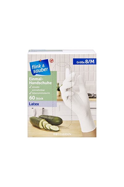 Flink Sauber قفازات للاستخدام مرة واحدة، مقاس M، 60 قطعة