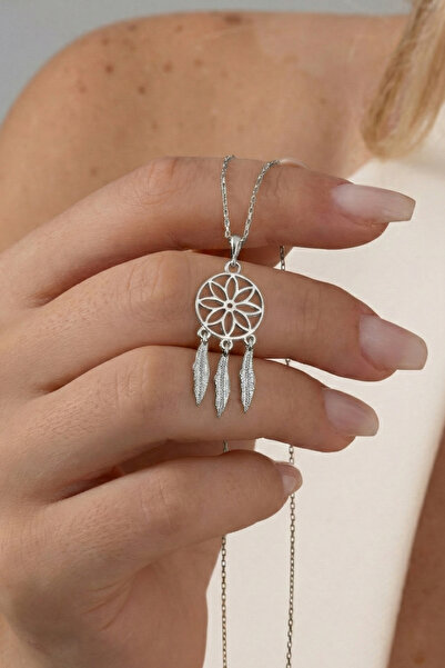 Söğütlü Silver Gümüş Beyaz Altın Rodyumlu Düş Kapanı Kolye Sgtl11331rodaj