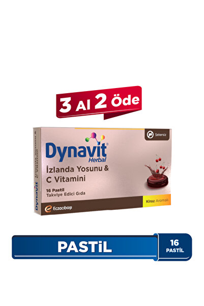 Dynavit Herbal İzlanda Yosunu & C Vitamini 16 Pastil - Bağışıklık - İzlanda Yosunu, C Vitamini, Sinirliot