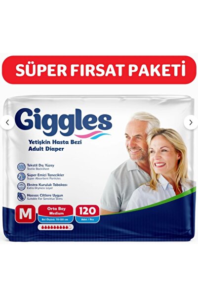 giggles Yetişkin Tekstil Yüz Bağlamalı Hasta Bez Medium 30ad X4