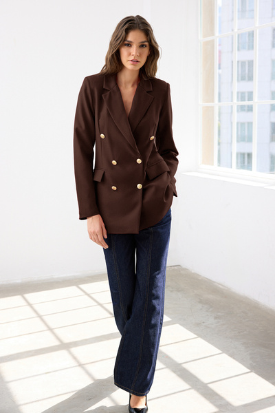 Trendyol Collection Dark Brown Blazer Jacket Twoss20Ce0024