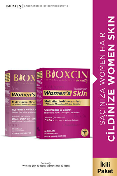 Bioxcin Women's Hair & Women's Skin Tablet 2'li - Kadınlar İçin 2'si 1 Arada Saç ve Cilt Vitamini