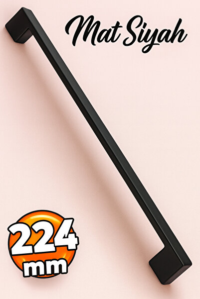 Badem10 Gölcük (224 MM - 22.4 CM) Mat Siyah Mobilya Mutfak Çekmece Dolap Dola...