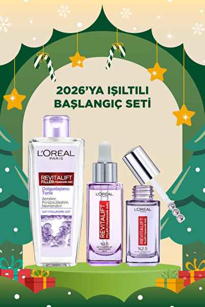 L'Oreal Paris Revitalift Filler Dolgunlaştırıcı Tonik + Aydınlatıcı Göz Serumu + Kırışıklık Karşıtı Serum
