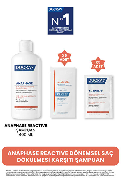 Ducray Anaphase Reactive Dönemsel Saç Dökülmesi Karşıtı Set (400 ML Şampuan +...