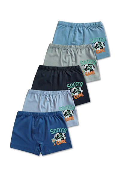 GizaKids %95 Pamuklu Erkek Çocuk Karışık Renk Boxer Külot İç Çamaşır 5li Set