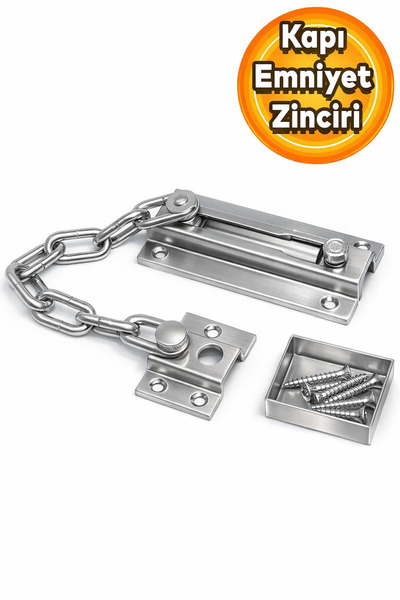 Badem10 Sürgülü Kapı Kilidi (KROM) Demir Pencere Emniyet Zinciri Çelik Kapı Emniyet Zinciri Kiliti