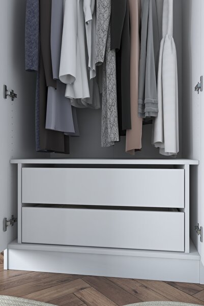 Rani Mobilya Rani BA139 Gardırop Çekmece Modülü Tamamlayıcı Dolap İçi Çekmece Ünitesi Beyaz