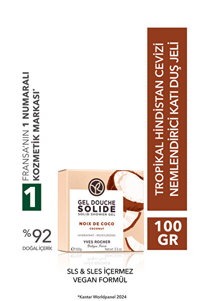 Yves Rocher Katı Duş Jeli -Nemlendirici Tropikal Hindistan Cevizi-SLS,SLES İç...