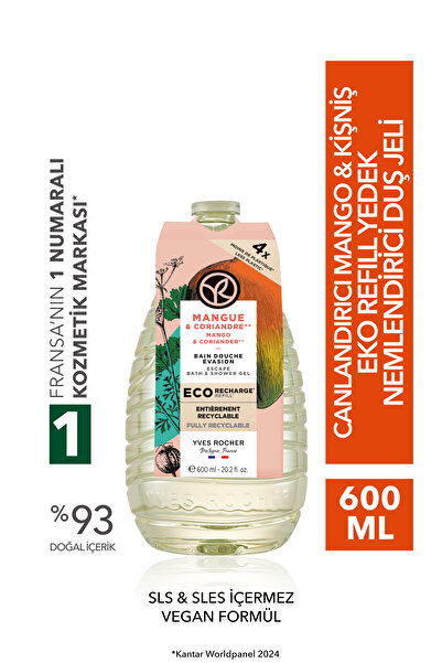 Yves Rocher Eko Refill Yedek Duş Jeli-Nemlendirici Canlandırıcı Mango Kişniş-...