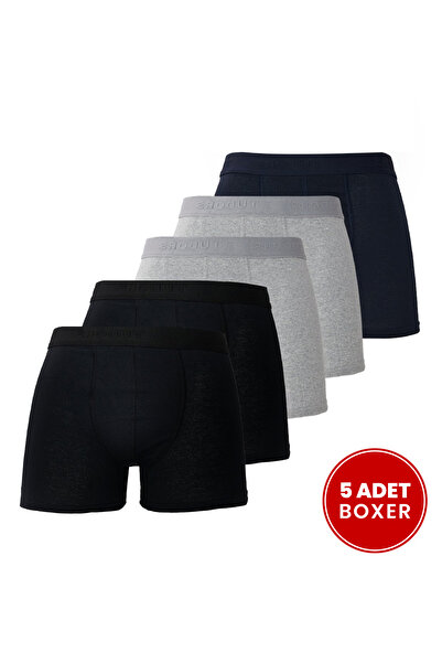 Tudors Erkek 5'li Pamuklu Likralı Esnek Kumaş Boxer