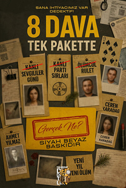 Taş Group Dedektiflik Dedektiflik Oyunu - Cinayet Oyunu - Dedektif Oyunu - Kutu Oyunları - 8 Dava