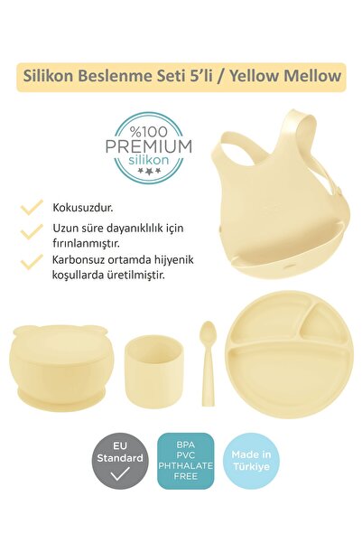 OiOi Mellow Yellow Beşli Set (önlük+tabak+kase+bardak+kaşık)