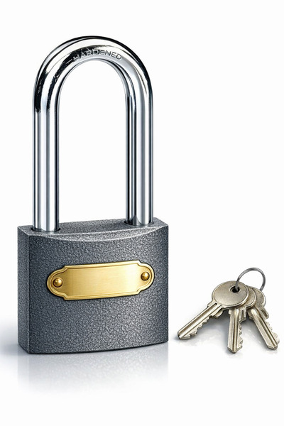 Badem10 Asma Kilit Uzun Gri 63 Mm 3 Anahtarlı