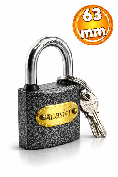 Badem10 İşyeri Kepenk Kapı Asma Kilit 63 mm 3 Anahtarlı Halka Sandık Kilidi Gri Renk Tosba Kilit