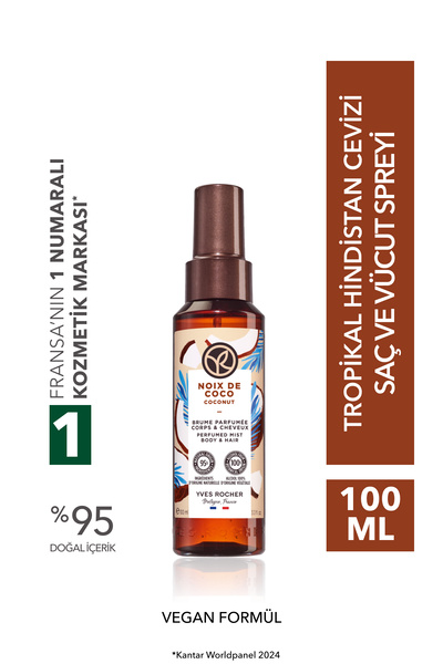 Yves Rocher Saç ve Vücut Spreyi- Tropikal Hindistan Cevizi - Vegan-100ml
