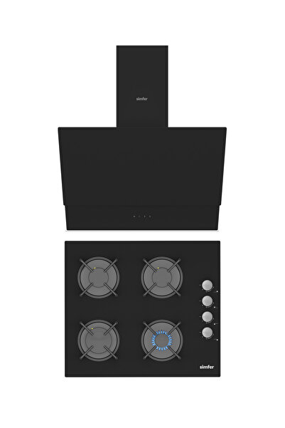 Simfer QS Siyah 2'li Cam Ankastre Set (Ocak + Davlumbaz)