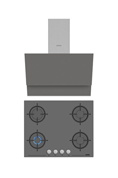 Simfer Trend Silver 2'li Cam Ankastre Set (Ocak + Davlumbaz)