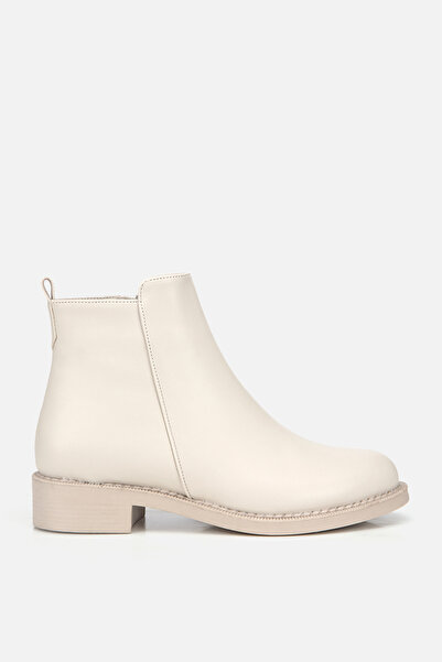 Yaya by Hotiç Kadın Bej Fermuıarlı Düz Tabanlı Kısa Bot