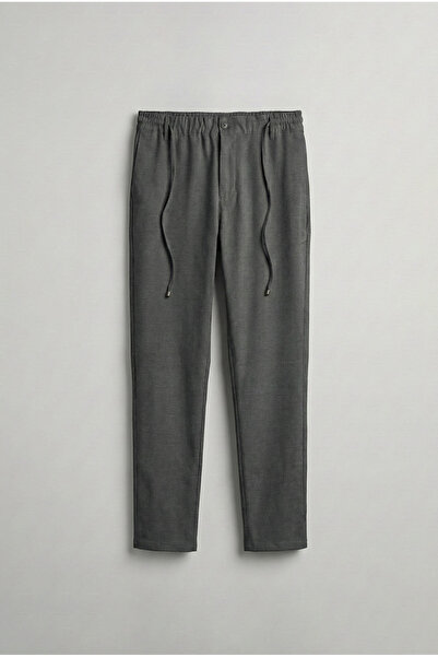 ablukaonline Ανδρικό υφασμάτινο παντελόνι με εφαρμοστό κορδόνια ανθρακί