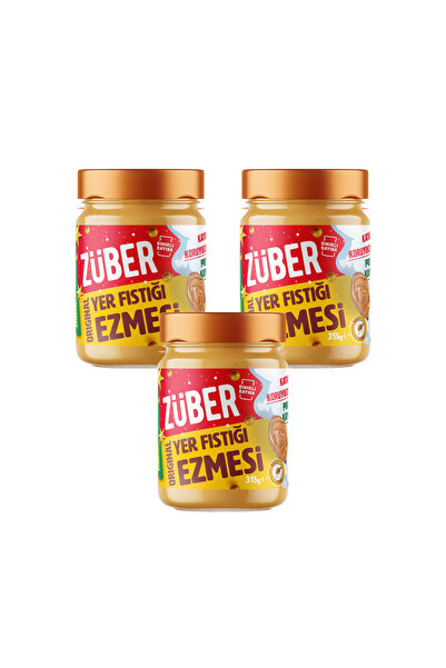 Züber Original Fıstık Ezmesi (Bal İlaveli) 315 gr X 3 Adet (Yılbaşı Özel Ambalaj)