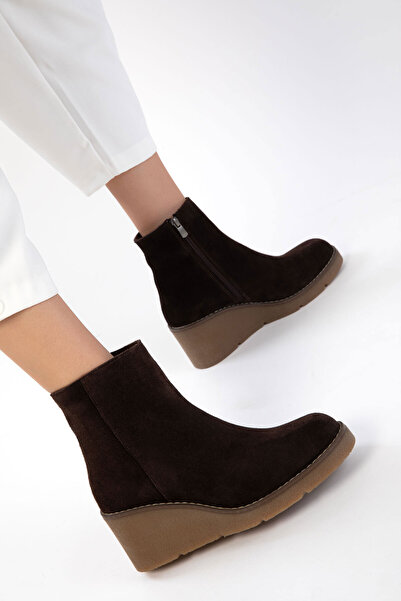 SOHO Braune Wildleder-Damenstiefel und Stiefeletten aus echtem Leder 21228