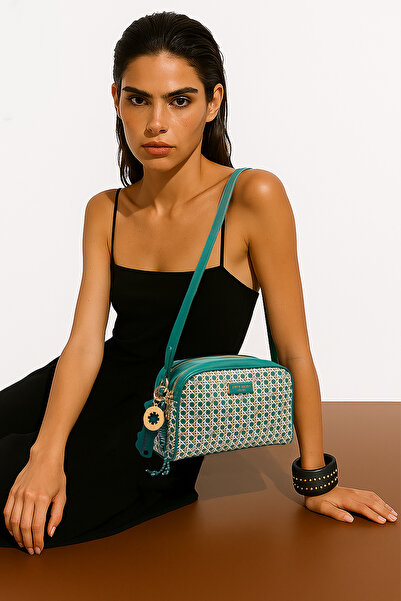 Pierre Cardin Green Digital Monogram Women's Cross Shoulder Bag 05Po25Y10701