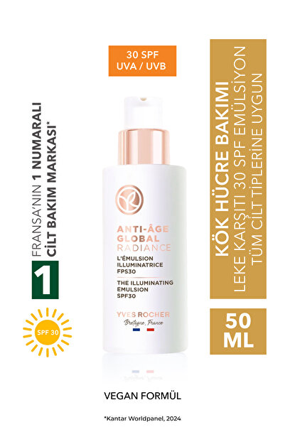 Yves Rocher Leke ve Yaşlanma Karşıtı Bitkisel Kök Hücre Bakımı Anti-Age Global Radiance- Vitamin E - 30 SPF Krem