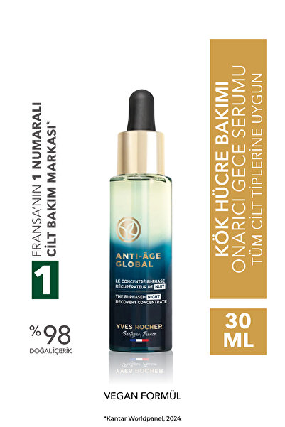 Yves Rocher Yaşlanma Karşıtı Bitkisel Kök Hücre Bakımı Anti-Age Global - Niasinamid&Hyaluronik Asit -Gece Serumu