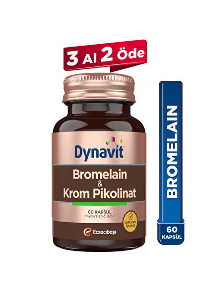 Dynavit Bromelain (Ananas Ekstresi)&Krom Pikolinat 60 Bitkisel Kapsül - Bromelain, Krom Pikolinat