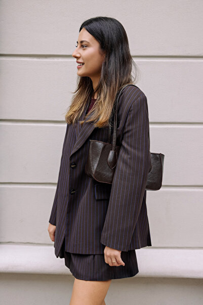 TRENDYOL SHOES Keserűbarna textúrájú női kézi és válltáska TAKSS25OC00005