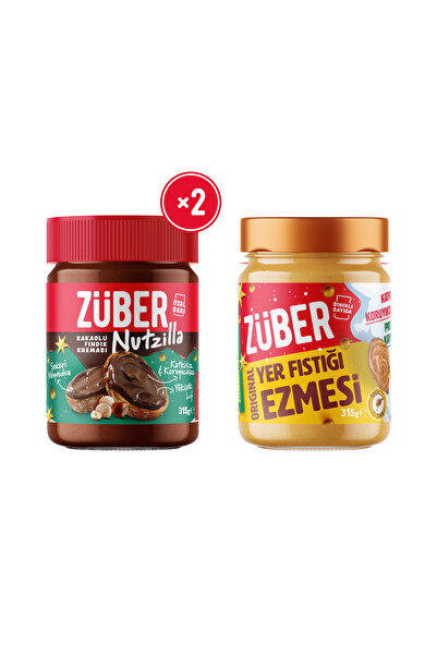 Züber Nutzilla x2 + Original Fıstık Ezmesi (Bal İlaveli) x1 (Yılbaşı Özel Ambalaj)