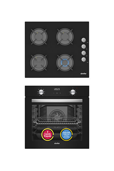 Simfer 9 Fonksiyon QS Dijital Siyah 2'li Ankastre Set (Fırın + Ocak)