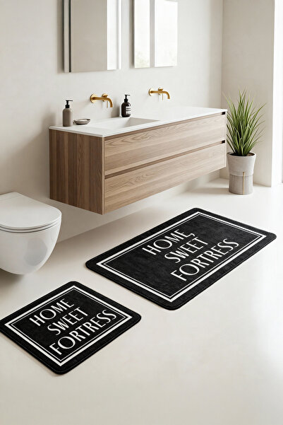 TRENDYOLMİLLA HOME Set mit 2 bedruckten, rutschfesten Boden-Badematten TPHSS25BPS00009