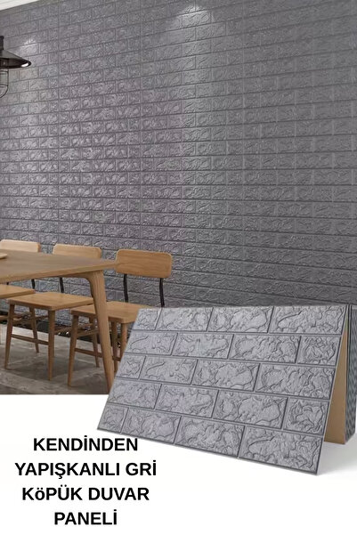 Renkli Duvarlar Beden Seçenekli Gri Kendinden Yapışkanlı Duvar Kağıdı Kaplama Paneli Köpük Esnek Ofis Ev Duvar