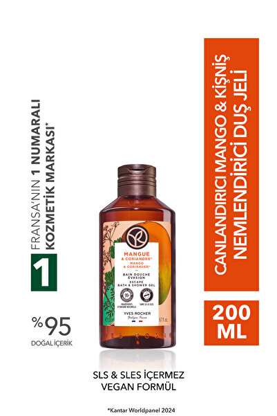 Yves Rocher Duş Jeli - Nemlendirici Canlandırıcı Mango Kişniş-SLS,SLES İçerme...