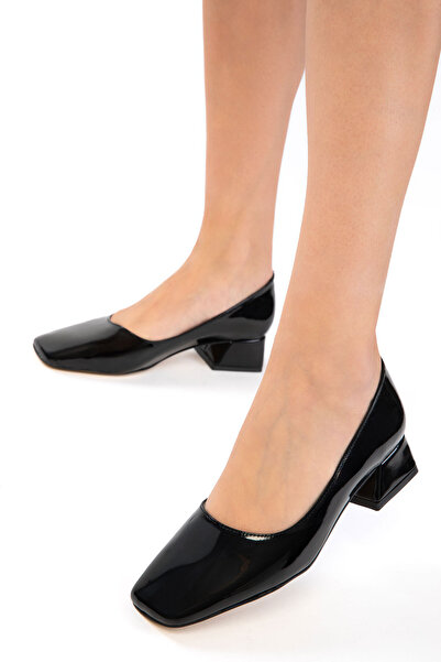 SOHO Black Patent Leather Women's Classic Heeled Shoes 21200