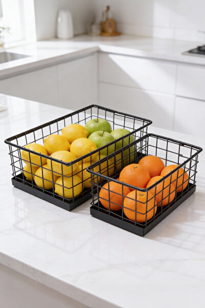 TRENDYOLMİLLA HOME 2-Piece Black Metal Basket Tphaw26Spt00003