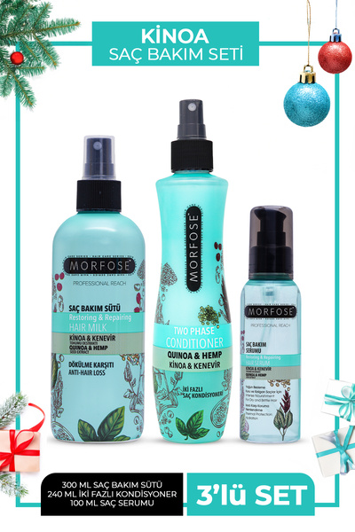 Morfose Kinoa Saç Bakım Seti Saç Sütü+Saç Serumu+Fön Suyu