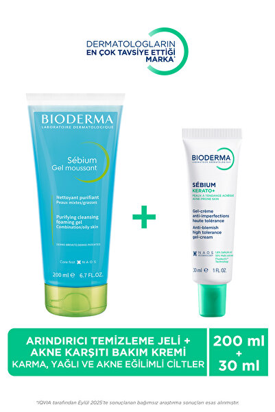 Bioderma Sebium Kerato Ve Karşıtı Bakım Kremi 30 ml & Yüz Temizleme Jeli 200 ml