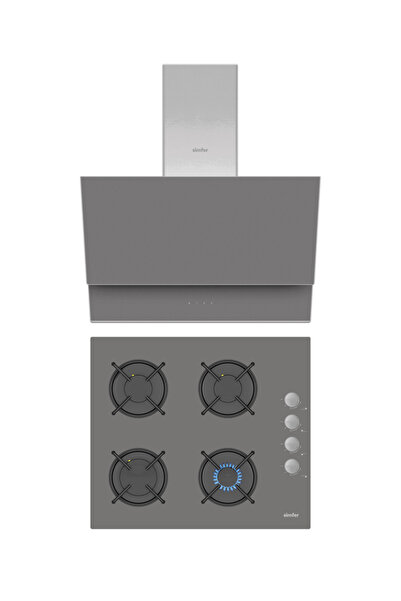 Simfer QS Gri 2'li Cam Ankastre Set (Ocak + Davlumbaz)